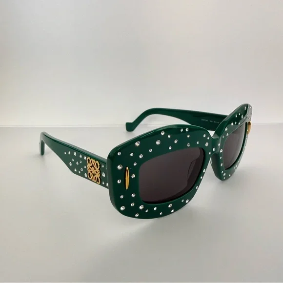 NEW!!! Loewe green sunglasses with crystals LW4114IS 96A Authentic - Picture 2 of 7